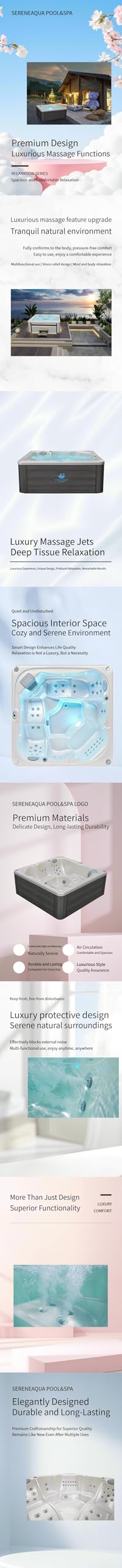 SERENEAQUA POOL&SPA Hot Tub, Indoor Outdoor Hot Tub Spa, Outdoor Spa, LED Lighting, Headrests. Home Spa, Massage, Healing, Cozy